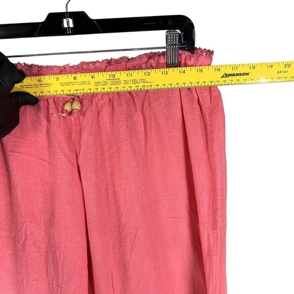 Oh My Gauze Women M Coral Smocked Strapless Top Wide Leg Pant Two Piece Set Boho - Picture 11 of 16